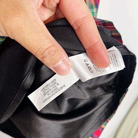 Vineyard Vines Girls Large 14 Black Red Tartan Plaid Short Sleeve Dress Holiday - Picture 10 of 10